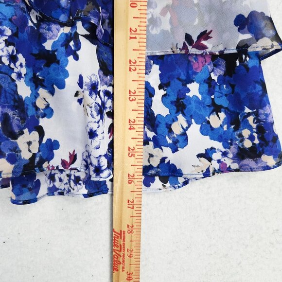 WHBM Shirt Womens Medium Blue Purple Tiered Ruffle Sleeveless Casual Top - Picture 5 of 10